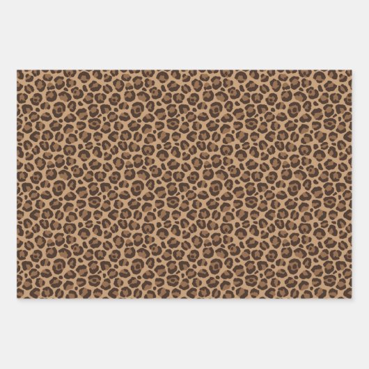Creme Brown Leopard Print Geschenkpapier Set (Vorderseite 3)