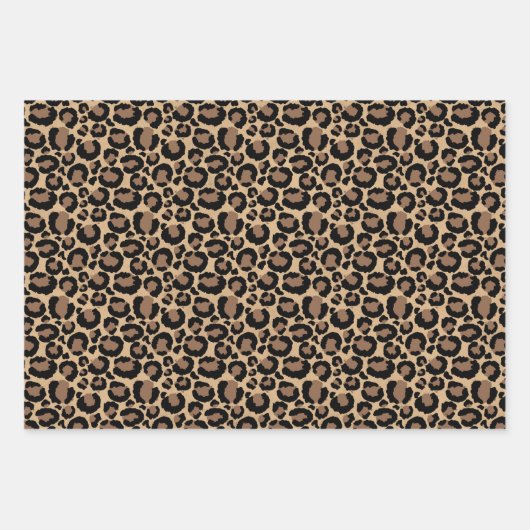 Creme Brown Leopard Print Geschenkpapier Set (Vorderseite)