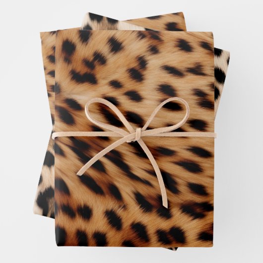 Creme Brown Leopard Print Geschenkpapier Set (Beispiel)