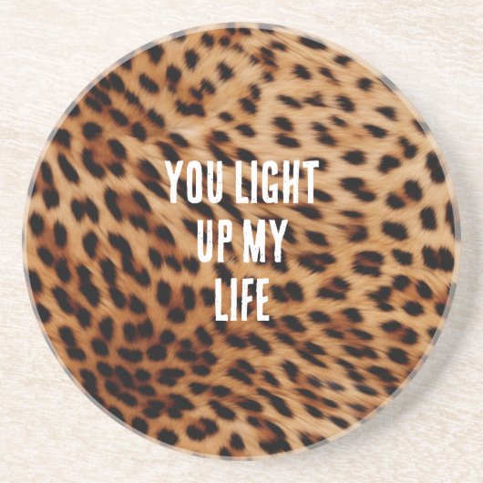 Creme Brown Leopard Print Getränkeuntersetzer (Vorne)