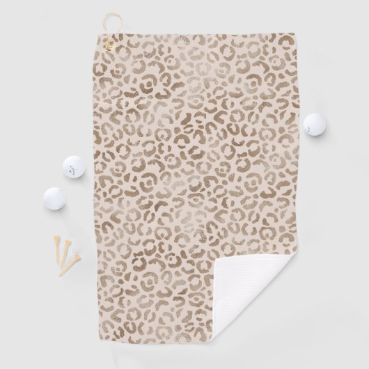 Creme Brown Leopard Print Golfhandtuch (Insitu)