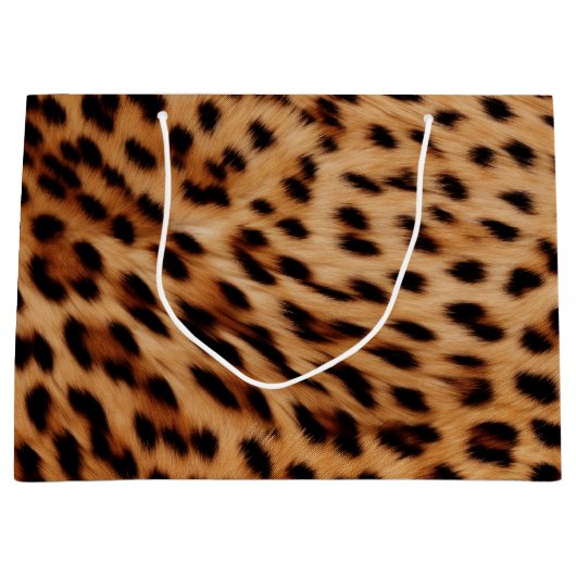 Creme Brown Leopard Print Große Geschenktüte (Vorderseite)