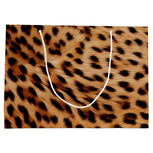 Creme Brown Leopard Print Große Geschenktüte (Rückseite)