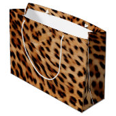 Creme Brown Leopard Print Große Geschenktüte (Rückseite Schrägansicht)
