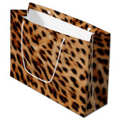 Creme Brown Leopard Print Große Geschenktüte (Vorderseite Schrägansicht)