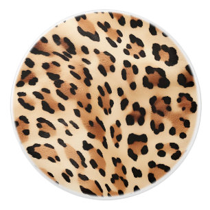 Creme Brown Leopard Print Keramikknauf