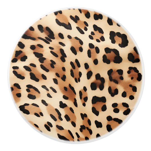 Creme Brown Leopard Print Keramikknauf (Vorderseite)