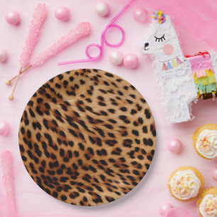 Creme Brown Leopard Print Pappteller