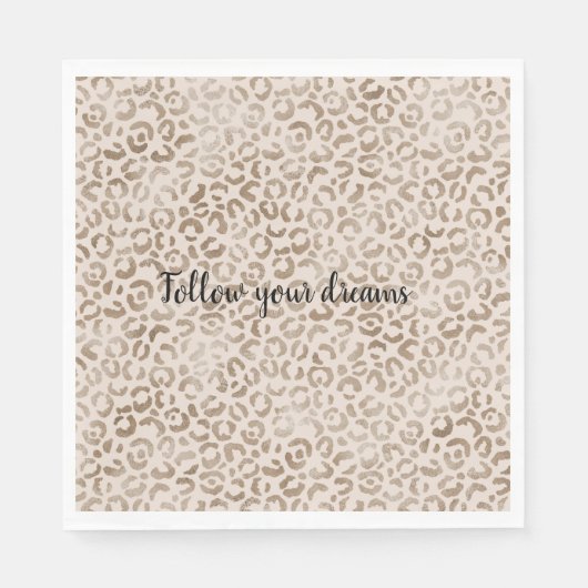 Creme Brown Leopard Print Serviette (Vorderseite)