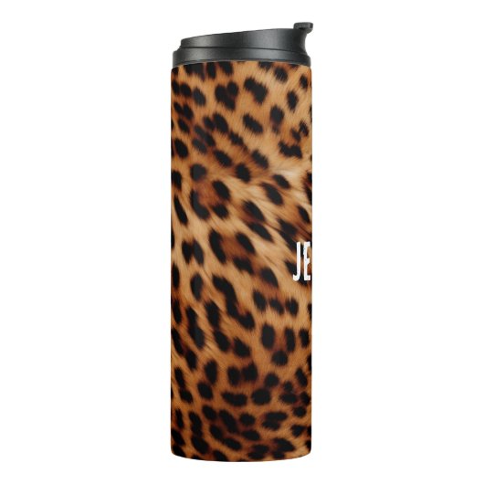 Creme Brown Leopard Print Thermosbecher (Nach links gedreht)