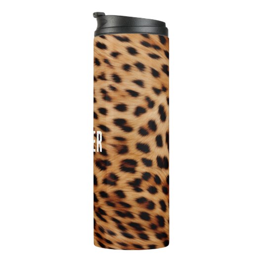 Creme Brown Leopard Print Thermosbecher (Nach rechts gedreht)