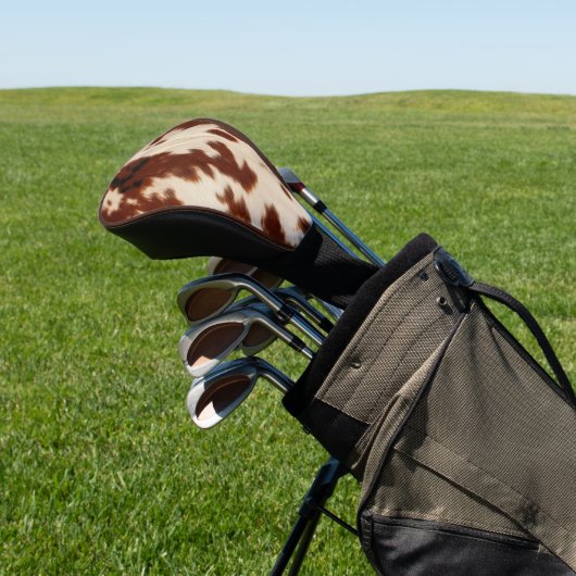 Creme Brown Western Cowhide Golf Headcover (In SItu)