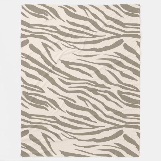 Creme Brown White Zebra Print Fleecedecke (Vorderseite)