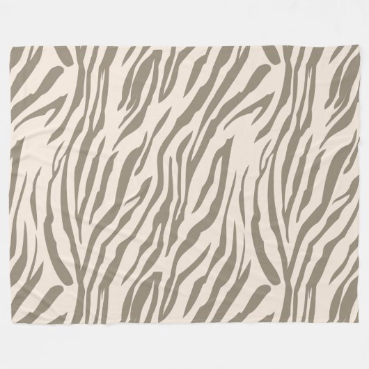 Creme Brown White Zebra Print Fleecedecke (Vorderseite (Horizontal))