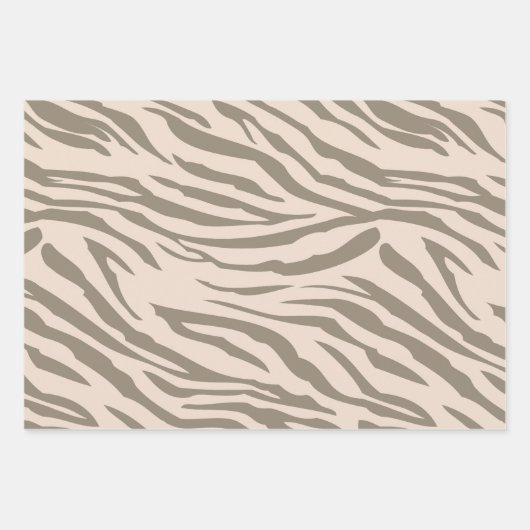 Creme Brown White Zebra Print Geschenkpapier Set (Vorderseite 3)