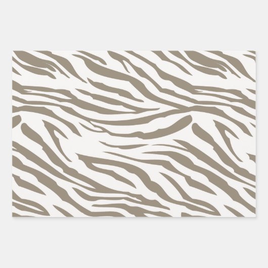 Creme Brown White Zebra Print Geschenkpapier Set (Vorderseite 2)