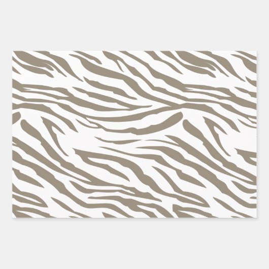 Creme Brown White Zebra Print Geschenkpapier Set (Vorderseite)