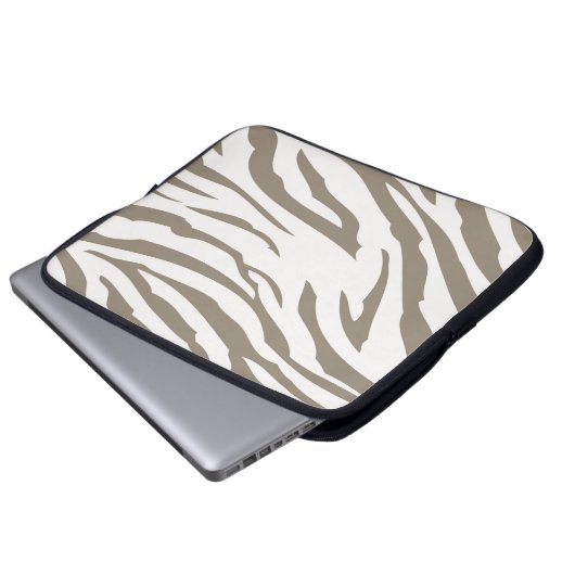 Creme Brown White Zebra Print Laptopschutzhülle (Vorne Knopf)