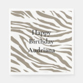 Creme Brown White Zebra Print Serviette (Vorderseite)