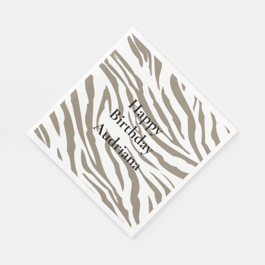 Creme Brown White Zebra Print Serviette (Ecke)