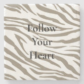 Creme Brown White Zebra Print Steinuntersetzer (Vorderseite)