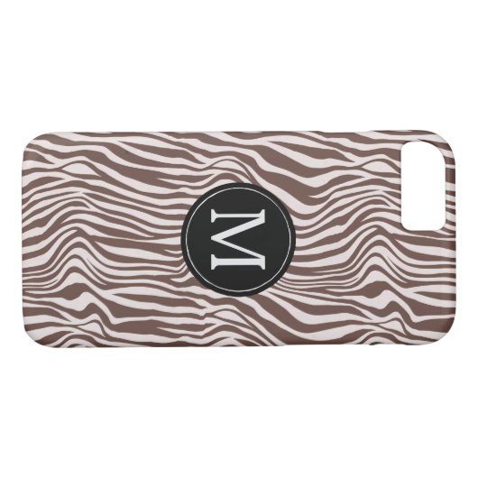 Creme Brown Zebra Print Stripes Monogramm Case-Mate iPhone Hülle (Rückseite (Horizontal))