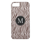 Creme Brown Zebra Print Stripes Monogramm Case-Mate iPhone Hülle (Rückseite)