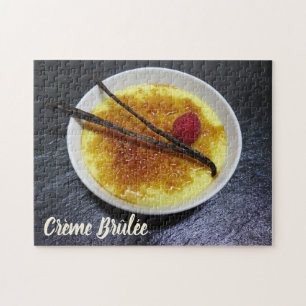 Creme brulae auf Tonschiefer mit Himbeere und Vani Puzzle