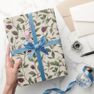 Creme Burgunder Blumen Brautparty Geschenkpapier