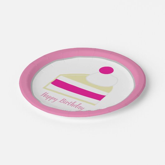 Creme Cake Birthday Party Pappteller (Schrägansicht)