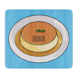 Crème-caramel-Cartoon-Illustration Schneidebrett