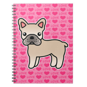Creme-Cartoon-Französische-Bulldogge Notizblock