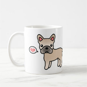 Creme Cartoon French Bulldog Liebe Kaffeetasse
