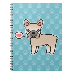 Creme Cartoon French Bulldog Liebe Notizblock