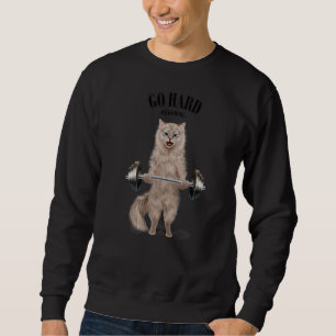 Creme Cat Muscle Training Gewichtsheben Fitness in Sweatshirt