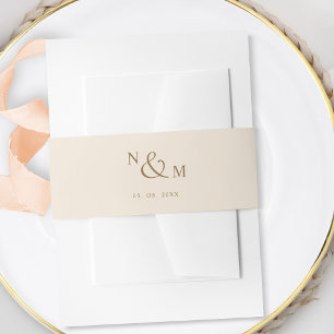 Creme Champagne und Gold Moderne einfache Hochzeit Einladungsbanderole