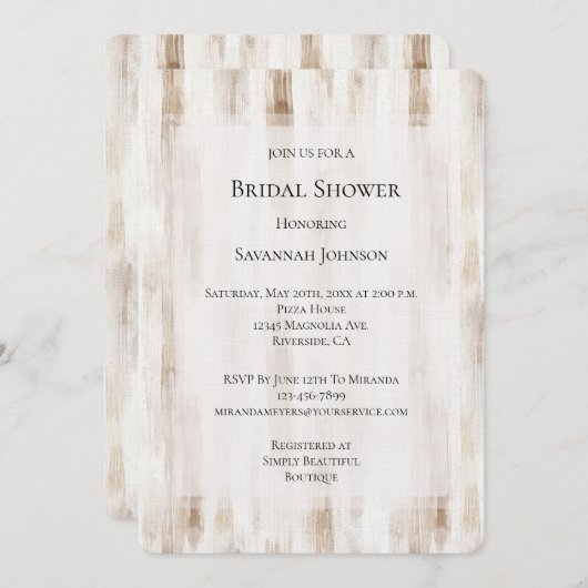 Creme Chic Creme Brautparty Einladung (Vorne/Hinten)