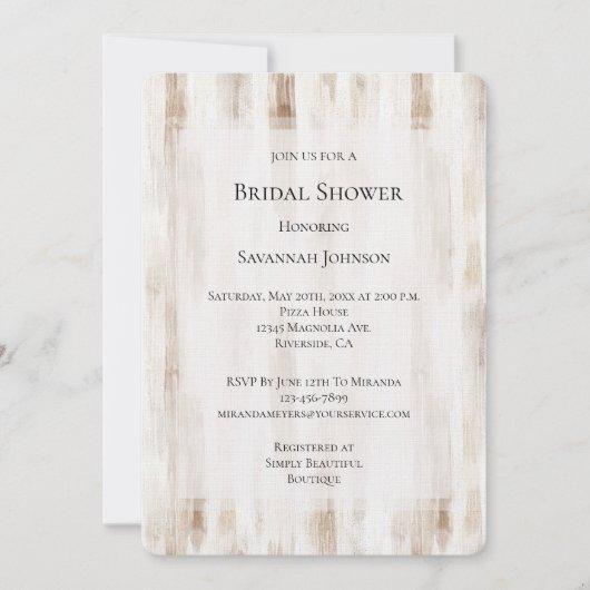 Creme Chic Creme Brautparty Einladung (Vorderseite)