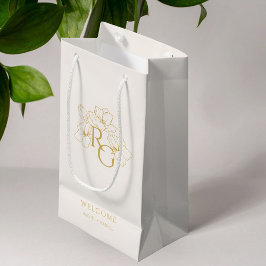 Creme | Chic Imitats Gold Monogram Begrüßung Kleine Geschenktüte