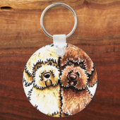 Creme Chocolate Labradoodles Schlüsselanhänger (Vorderseite)