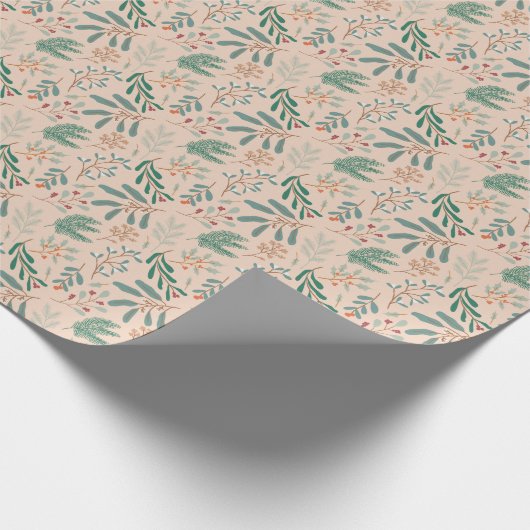 Creme Christmas Foliage Muster Geschenkpapier (Ecke)