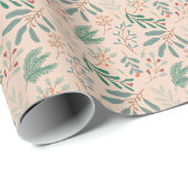 Creme Christmas Foliage Muster Geschenkpapier (Rolleneckpunkt)