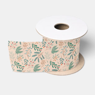 Creme Christmas Foliage Satinband