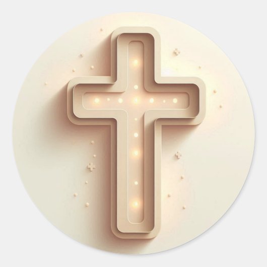 Creme Color Cristian Cross Runder Aufkleber (Vorderseite)