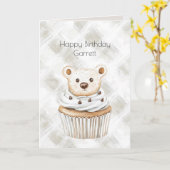 Creme-Cupcake-Bären-Geburtstag Karte (Gelbe Blume)