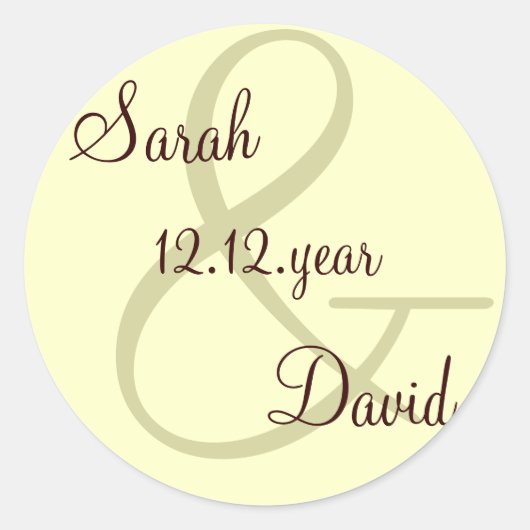 Creme Custom Monogram Label Runder Aufkleber (Vorderseite)