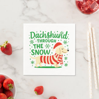 Creme-Dachshund-Weihnachtsservietten Serviette