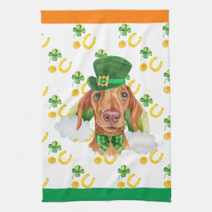 Creme-Dackel Ferienheim Dekoration St. Patrick's D Geschirrtuch