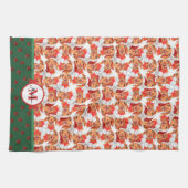 Creme Dackel Muster Monogram Christmas Dog Geschirrtuch (Horizontal)
