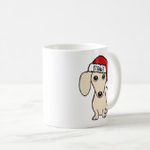 Creme Dackel Santa Dackel Hund Individuelle Name Kaffeetasse (VorderseiteRechts)